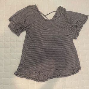 Navy and White Striped Top